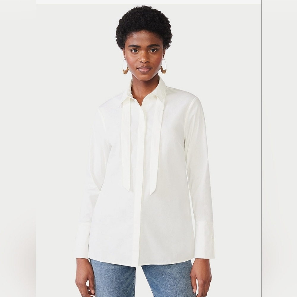 🎀 SCOOP Poplin Tie-Neck Button Down 🎀